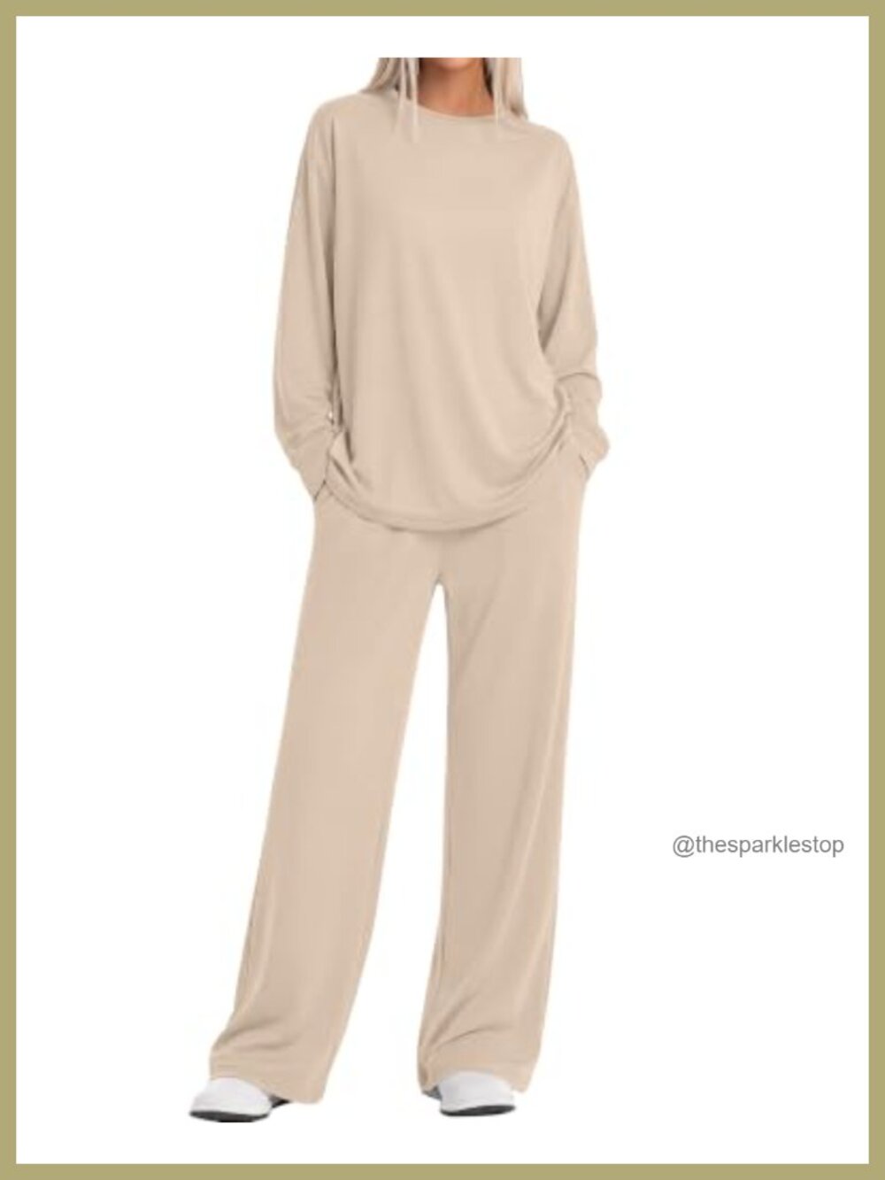 Oversized 2 Piece Lounge Set Long Sleeve Sweatshirt Wide Leg Pants